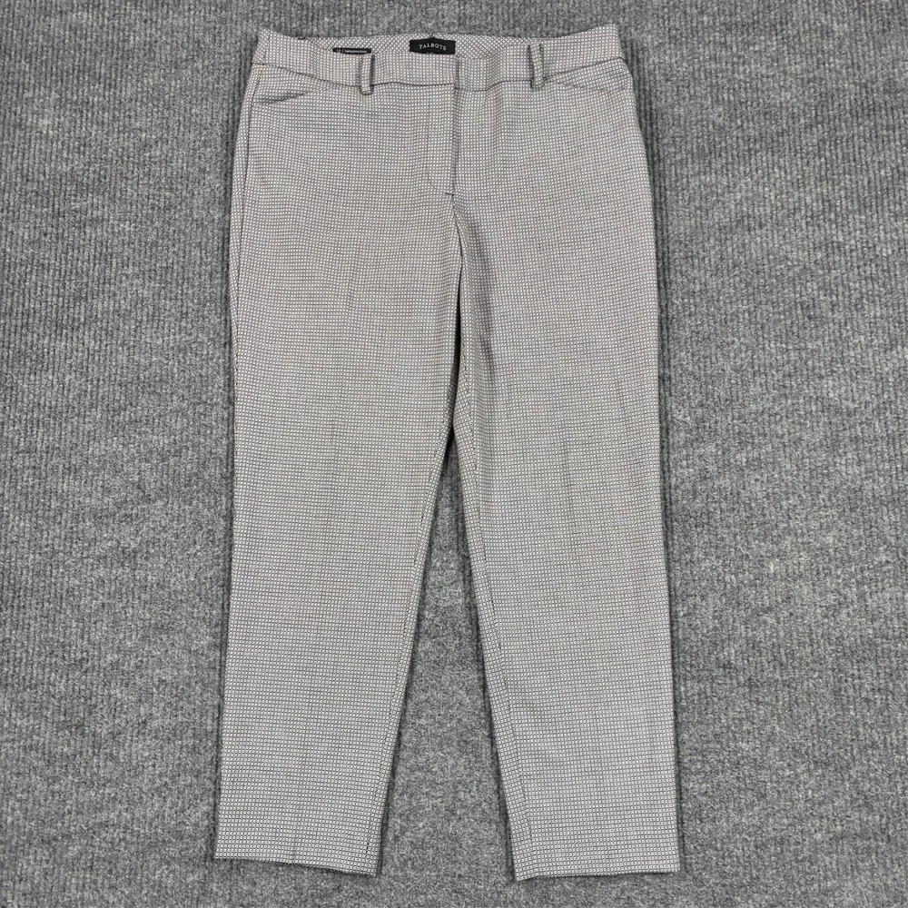 Talbots Hampshire Ankle Pants Womens Size 12 Black White Geometric High Rise